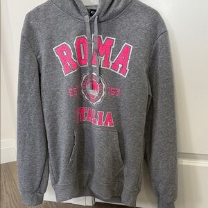 Gray Hoodie with Pink Accents